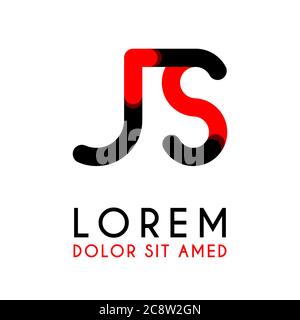 initial Letter JS with red Black and has rounded corners Stock Vector