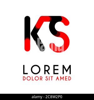 initial Letter KS with red Black and has rounded corners Stock Vector