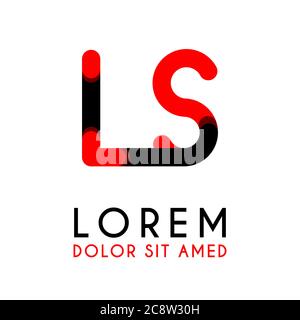 initial Letter LS with red Black and has rounded corners Stock Vector