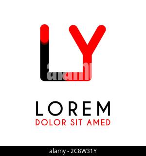 initial Letter LY with red Black and has rounded corners Stock Vector