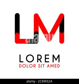initial Letter LM with red Black and has rounded corners Stock Vector