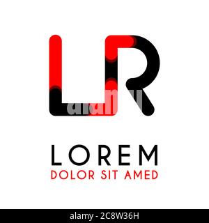initial Letter LR with red Black and has rounded corners Stock Vector