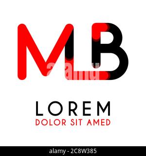 initial Letter MB with red Black and has rounded corners Stock Vector