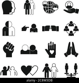 Stop racism icons set. Simple set of stop racism vector icons for web design on white background Stock Vector