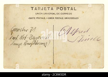 Reverse of postcard in German Stock Photo