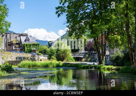 a view of village of Arreau. Pyrenes mountains. South of France Stock Photo