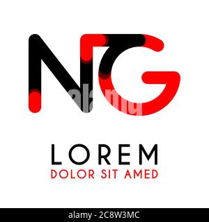 initial Letter NG with red Black and has rounded corners Stock Vector