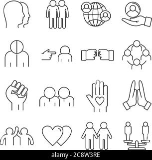 No to racism icons set. Outline set of no to racism vector icons for web design isolated on white background Stock Vector