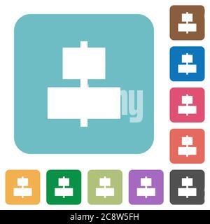 Flat align to center icons on rounded square color backgrounds. Stock Vector
