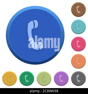 Set of round color embossed call buttons Stock Vector