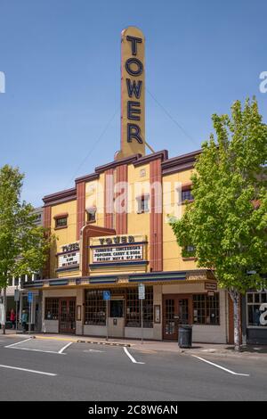 BEND, UNITED STATES - May 10, 2020: The historic Tower theater in downtown Bend Oregon Stock Photo