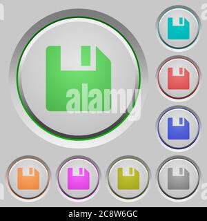 Set of color save sunk push buttons. Stock Vector