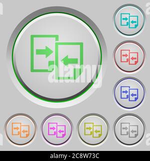 Set of color Share documents sunk push buttons. Stock Vector