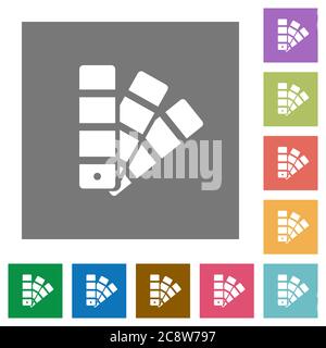 Color swatch flat icon set on color square background. Stock Vector