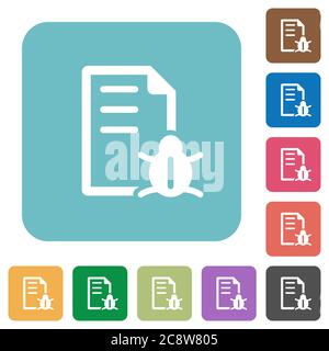 Flat bug report icons on rounded square color backgrounds. Stock Vector