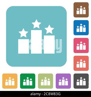 Ranking flat icons on rounded square vivid color backgrounds Stock ...
