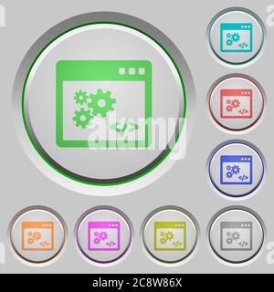 Set of color API sunk push buttons. Stock Vector