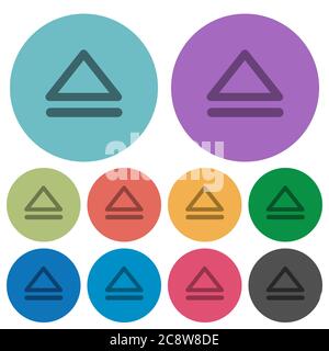 Color media eject flat icon set on round background. Stock Vector