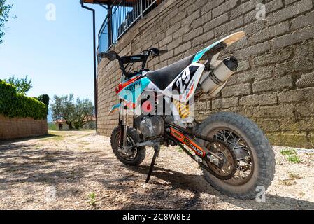 terni,italy july 27 2020:mini cross pit bike for kids with motor Stock Photo