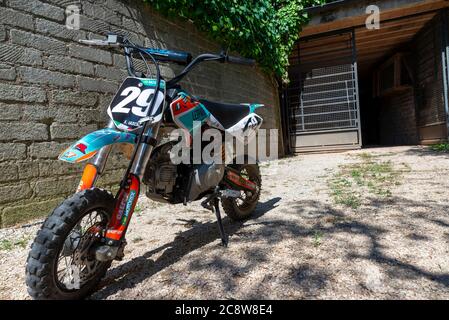 terni,italy july 27 2020:mini cross pit bike for kids with motor Stock Photo