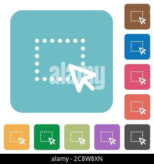 Flat drag and drop icons on rounded square color backgrounds. Stock Vector