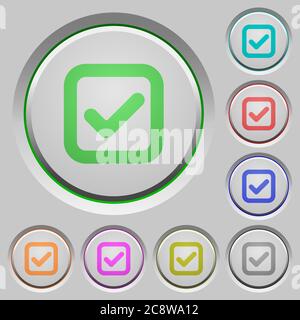 Set of color checkbox sunk push buttons. Stock Vector