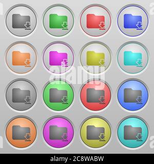 Set of Download folder plastic sunk spherical buttons. Stock Vector