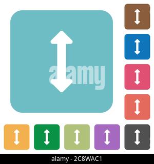 Flat resize vertical icons on rounded square color backgrounds. Stock Vector