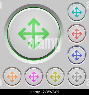 Set of color move sunk push buttons. Stock Vector