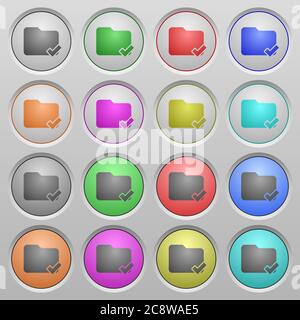 Set of Folder ok plastic sunk spherical buttons. Stock Vector