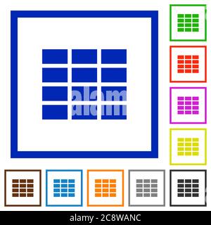 Set of color square framed Spreadsheet vertically merge table cells ...