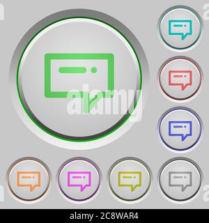 Set of color typing message sunk push buttons. Stock Vector