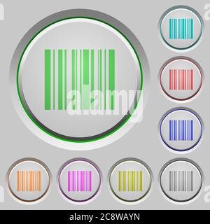Set of color Barcode sunk push buttons. Stock Vector
