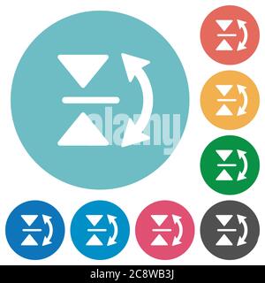 Flat vertical flip icon set on round color background. Stock Vector