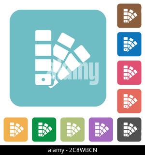 Flat color swatch icons on rounded square color backgrounds. Stock Vector