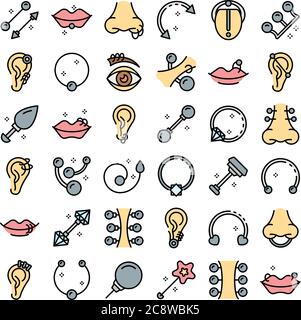 Piercing icons set vector flat Stock Vector