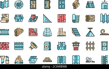 Construction materials icons set vector flat Stock Vector