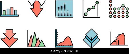 Regression icons set vector flat Stock Vector