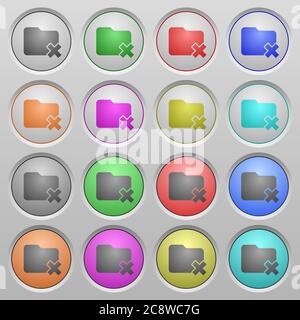 Set of Folder cancel plastic sunk spherical buttons. Stock Vector