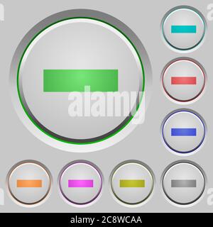 Set of color remove sunk push buttons. Stock Vector