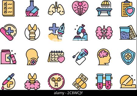Endocrinologist icons set vector flat Stock Vector