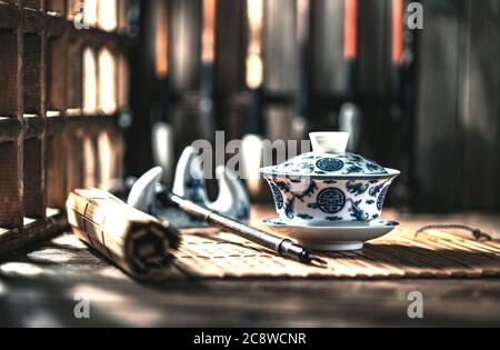 Cups and four treasures of the study Stock Photo