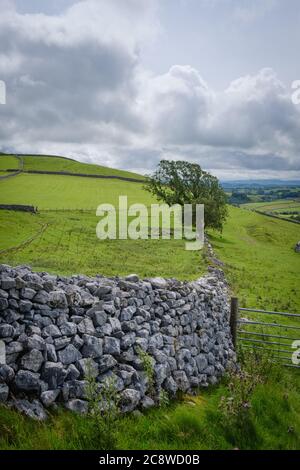 Views across the Yorkshire Dales at Gordale in North Yorkshire. Stock Photo