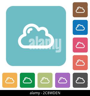 Flat cloud icons on rounded square color backgrounds. Stock Vector
