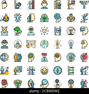 Life skills icons set vector flat Stock Vector