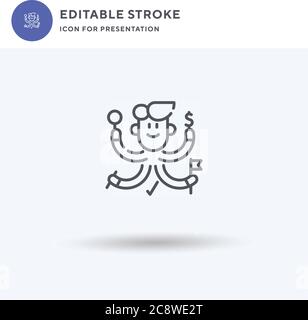 Multitasking icon vector, filled flat sign, solid pictogram isolated on white, logo illustration. Multitasking icon for presentation. Stock Vector