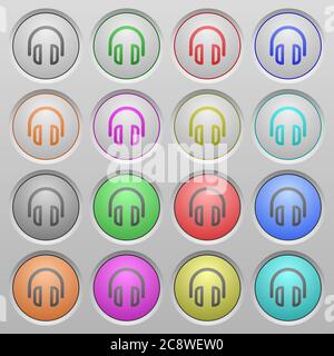 Set of headset plastic sunk spherical buttons. Stock Vector