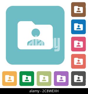 Flat folder owner icons on rounded square color backgrounds. Stock Vector