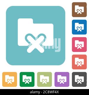 Flat cancel folder icons on rounded square color backgrounds. Stock Vector