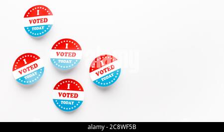 I voted today, US elections 2020 patriotic button pins Stock Photo